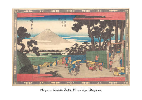 Kopia drzeworytu Hiroshige Utagawa – Meguro Gionin Zaka (bez ramy)