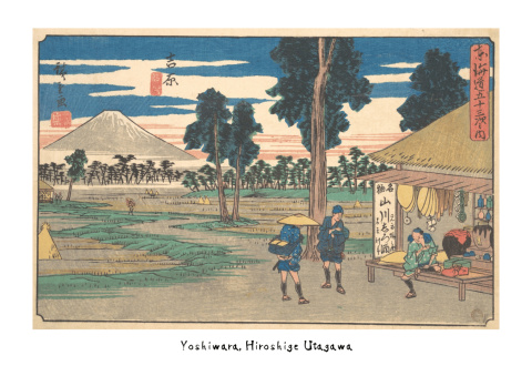 Kopia drzeworytu Hiroshige Utagawa – Yoshiwara (bez ramy)